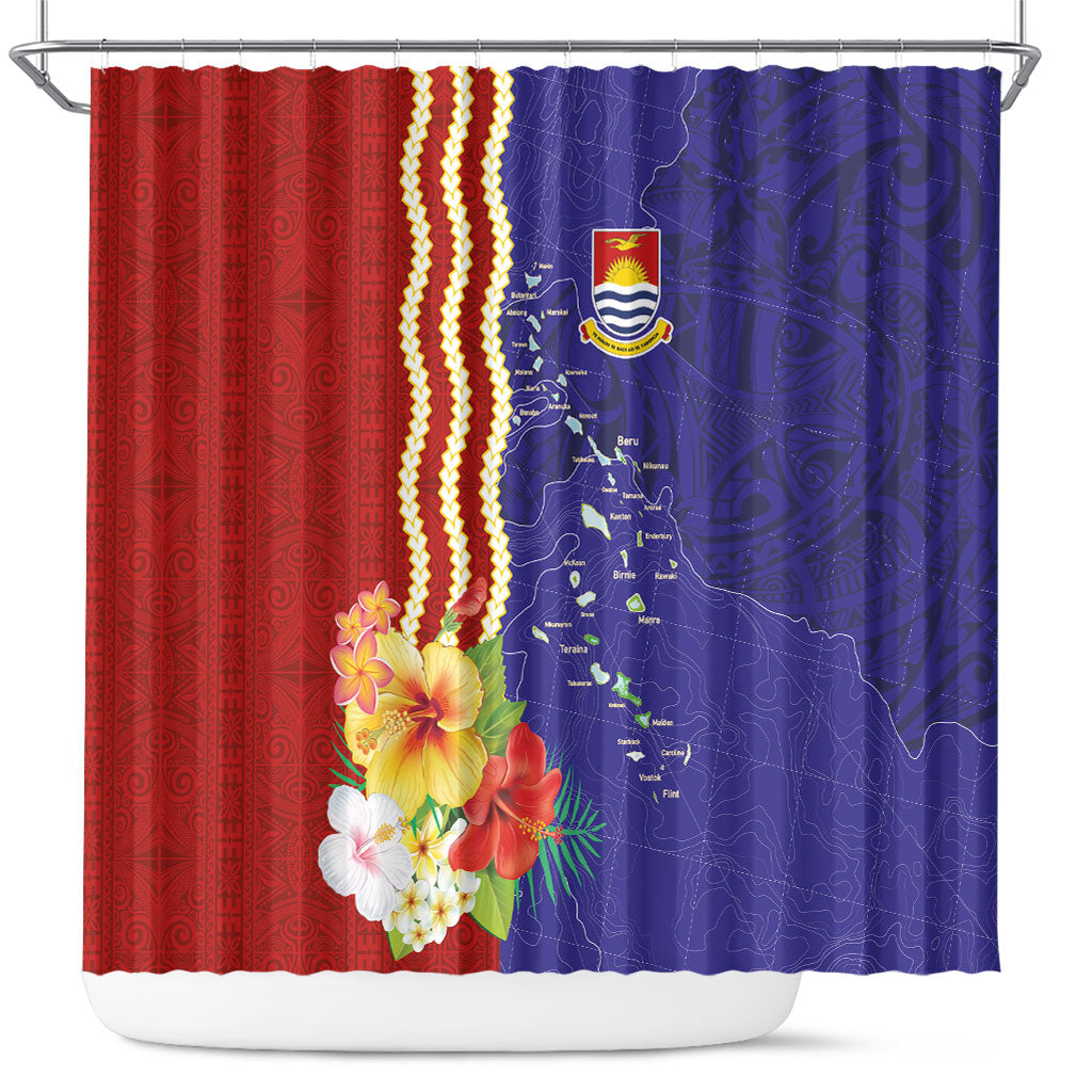 Kiribati Heritage Shower Curtain Map of the Islands and Polynesia Pattern