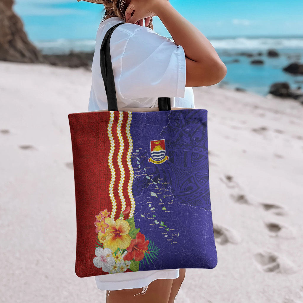 Kiribati Heritage Tote Bag Map of the Islands and Polynesia Pattern