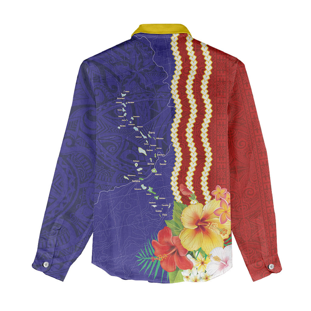 Kiribati Heritage Women Casual Shirt Map of the Islands and Polynesia Pattern