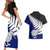 Aotearoa New Zealand Couples Matching Short Sleeve Bodycon Dress and Hawaiian Shirt Silver Fern Kiwi Bird and NZ Map with Maori Tribal Blue Style LT03 - Polynesian Pride