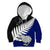 Aotearoa New Zealand Kid Hoodie Silver Fern Kiwi Bird and NZ Map with Maori Tribal Blue Style LT03 Blue - Polynesian Pride