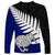 Aotearoa New Zealand Long Sleeve Shirt Silver Fern Kiwi Bird and NZ Map with Maori Tribal Blue Style LT03 - Polynesian Pride