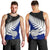 Aotearoa New Zealand Men Tank Top Silver Fern Kiwi Bird and NZ Map with Maori Tribal Blue Style LT03 - Polynesian Pride