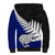 Aotearoa New Zealand Sherpa Hoodie Silver Fern Kiwi Bird and NZ Map with Maori Tribal Blue Style LT03 - Polynesian Pride