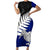 Aotearoa New Zealand Short Sleeve Bodycon Dress Silver Fern Kiwi Bird and NZ Map with Maori Tribal Blue Style LT03 Long Dress Blue - Polynesian Pride