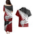 Aotearoa New Zealand Couples Matching Puletasi Dress and Hawaiian Shirt Silver Fern Kiwi Bird and NZ Map with Maori Tribal Red Style LT03 - Polynesian Pride