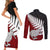 Aotearoa New Zealand Couples Matching Short Sleeve Bodycon Dress and Long Sleeve Button Shirts Silver Fern Kiwi Bird and NZ Map with Maori Tribal Red Style LT03 - Polynesian Pride