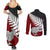 Aotearoa New Zealand Couples Matching Summer Maxi Dress and Long Sleeve Button Shirts Silver Fern Kiwi Bird and NZ Map with Maori Tribal Red Style LT03 - Polynesian Pride