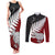 Aotearoa New Zealand Couples Matching Tank Maxi Dress and Long Sleeve Button Shirts Silver Fern Kiwi Bird and NZ Map with Maori Tribal Red Style LT03 Pink - Polynesian Pride