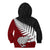 Aotearoa New Zealand Kid Hoodie Silver Fern Kiwi Bird and NZ Map with Maori Tribal Red Style LT03 - Polynesian Pride