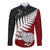 Aotearoa New Zealand Long Sleeve Button Shirt Silver Fern Kiwi Bird and NZ Map with Maori Tribal Red Style LT03 Unisex Pink - Polynesian Pride