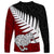 Aotearoa New Zealand Long Sleeve Shirt Silver Fern Kiwi Bird and NZ Map with Maori Tribal Red Style LT03 - Polynesian Pride