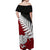 Aotearoa New Zealand Off Shoulder Maxi Dress Silver Fern Kiwi Bird and NZ Map with Maori Tribal Red Style LT03 - Polynesian Pride