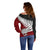 Aotearoa New Zealand Off Shoulder Sweater Silver Fern Kiwi Bird and NZ Map with Maori Tribal Red Style LT03 - Polynesian Pride