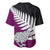 Aotearoa New Zealand Baseball Jersey Silver Fern Kiwi Bird and NZ Map with Maori Tribal Pink Style LT03 - Polynesian Pride