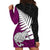 Aotearoa New Zealand Hoodie Dress Silver Fern Kiwi Bird and NZ Map with Maori Tribal Pink Style LT03 - Polynesian Pride