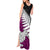 Aotearoa New Zealand Tank Maxi Dress Silver Fern Kiwi Bird and NZ Map with Maori Tribal Pink Style LT03 - Polynesian Pride