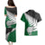 Aotearoa New Zealand Couples Matching Puletasi Dress and Hawaiian Shirt Silver Fern Kiwi Bird and NZ Map with Maori Tribal Green Style LT03 - Polynesian Pride