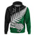 Aotearoa New Zealand Hoodie Silver Fern Kiwi Bird and NZ Map with Maori Tribal Green Style LT03 Pullover Hoodie Green - Polynesian Pride