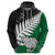 Aotearoa New Zealand Hoodie Silver Fern Kiwi Bird and NZ Map with Maori Tribal Green Style LT03 - Polynesian Pride