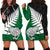 Aotearoa New Zealand Hoodie Dress Silver Fern Kiwi Bird and NZ Map with Maori Tribal Green Style LT03 - Polynesian Pride