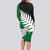 Aotearoa New Zealand Long Sleeve Bodycon Dress Silver Fern Kiwi Bird and NZ Map with Maori Tribal Green Style LT03 - Polynesian Pride