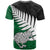 Aotearoa New Zealand T Shirt Silver Fern Kiwi Bird and NZ Map with Maori Tribal Green Style LT03 - Polynesian Pride