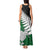 Aotearoa New Zealand Tank Maxi Dress Silver Fern Kiwi Bird and NZ Map with Maori Tribal Green Style LT03 - Polynesian Pride