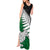 Aotearoa New Zealand Tank Maxi Dress Silver Fern Kiwi Bird and NZ Map with Maori Tribal Green Style LT03 - Polynesian Pride