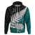 Aotearoa New Zealand Hoodie Silver Fern Kiwi Bird and NZ Map with Maori Tribal Turquoise Style LT03 Zip Hoodie Turquoise - Polynesian Pride