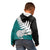 Aotearoa New Zealand Kid Hoodie Silver Fern Kiwi Bird and NZ Map with Maori Tribal Turquoise Style LT03 - Polynesian Pride