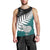 Aotearoa New Zealand Men Tank Top Silver Fern Kiwi Bird and NZ Map with Maori Tribal Turquoise Style LT03 - Polynesian Pride