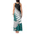 Aotearoa New Zealand Tank Maxi Dress Silver Fern Kiwi Bird and NZ Map with Maori Tribal Turquoise Style LT03 - Polynesian Pride