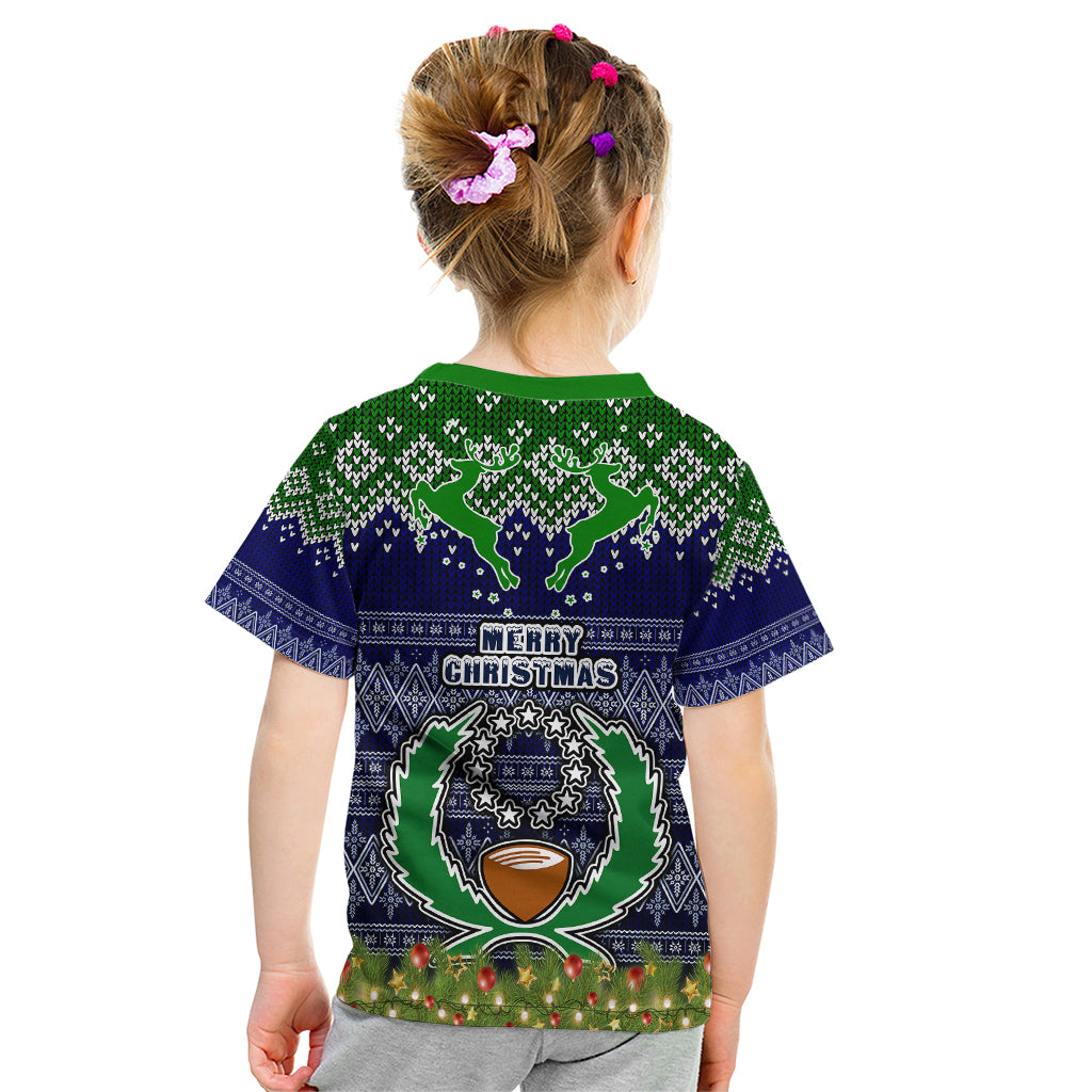 Pohnpei State Christmas Kid T Shirt Coat of Arms Beautiful Merry Xmas Snowflake LT03 - Polynesian Pride