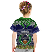 Pohnpei State Christmas Kid T Shirt Coat of Arms Beautiful Merry Xmas Snowflake LT03 - Polynesian Pride