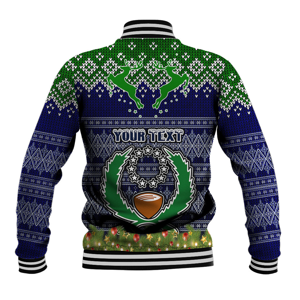 Personalised Pohnpei State Christmas Baseball Jacket Coat of Arms Beautiful Merry Xmas Snowflake LT03 - Polynesian Pride