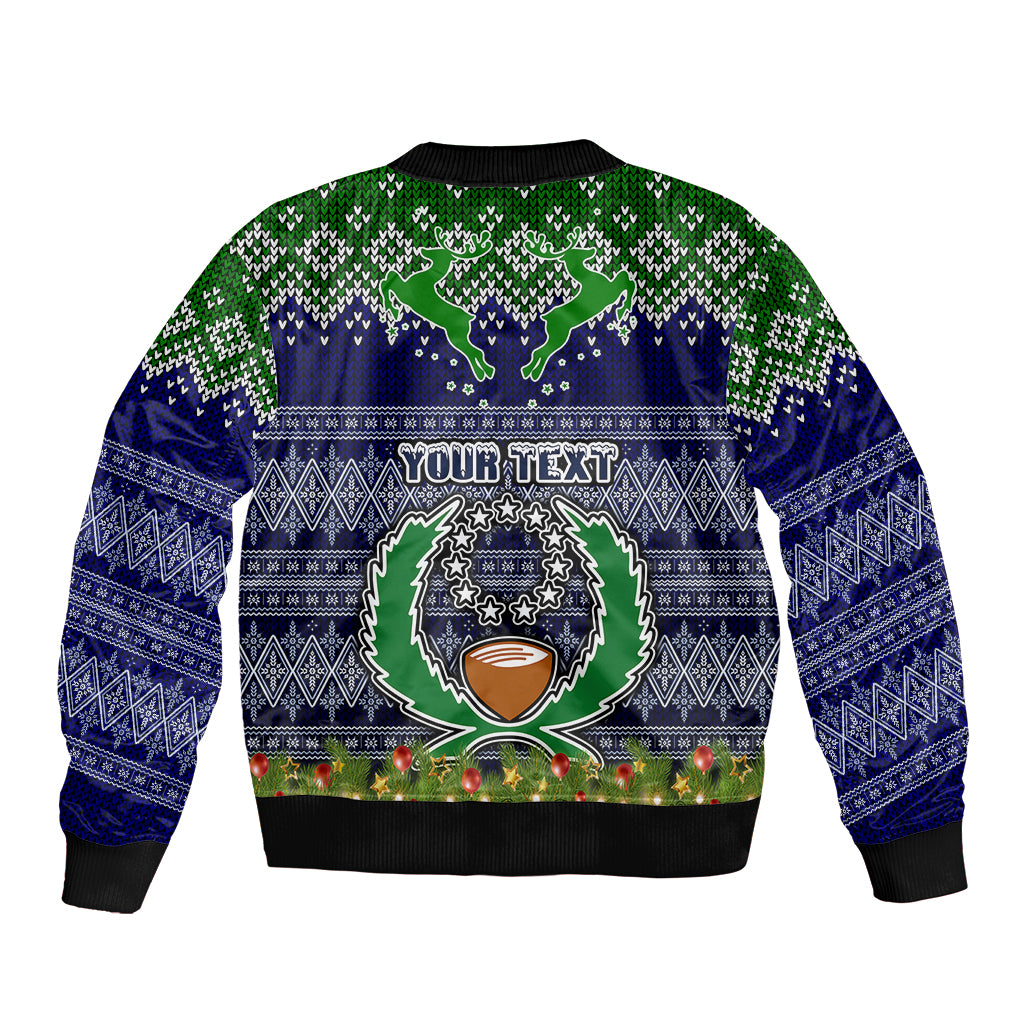 Personalised Pohnpei State Christmas Bomber Jacket Coat of Arms Beautiful Merry Xmas Snowflake LT03 - Polynesian Pride