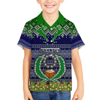 personalised-pohnpei-state-christmas-family-matching-long-sleeve-bodycon-dress-and-hawaiian-shirt-coat-of-arms-beautiful-merry-xmas-snowflake