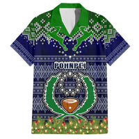 Personalised Pohnpei State Christmas Hawaiian Shirt Coat of Arms Beautiful Merry Xmas Snowflake LT03 Blue - Polynesian Pride