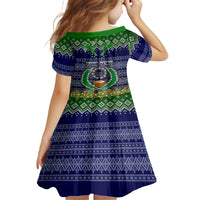 personalised-pohnpei-state-christmas-kid-short-sleeve-dress-coat-of-arms-beautiful-merry-xmas-snowflake