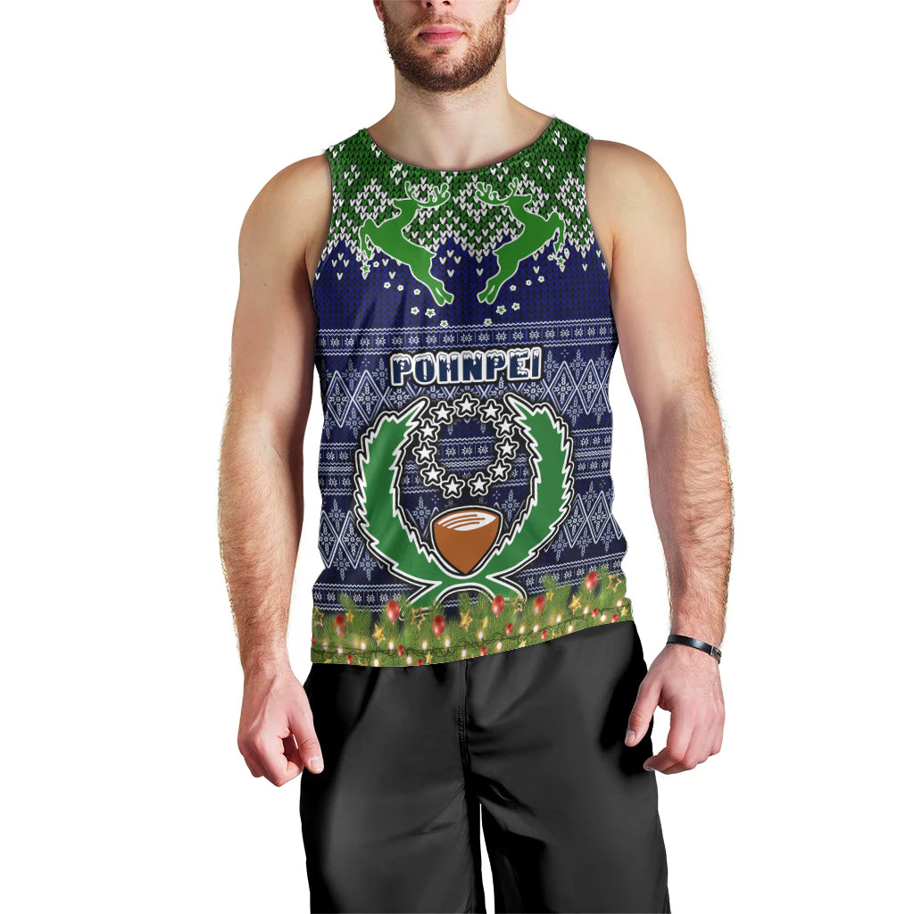 Personalised Pohnpei State Christmas Men Tank Top Coat of Arms Beautiful Merry Xmas Snowflake LT03 - Polynesian Pride