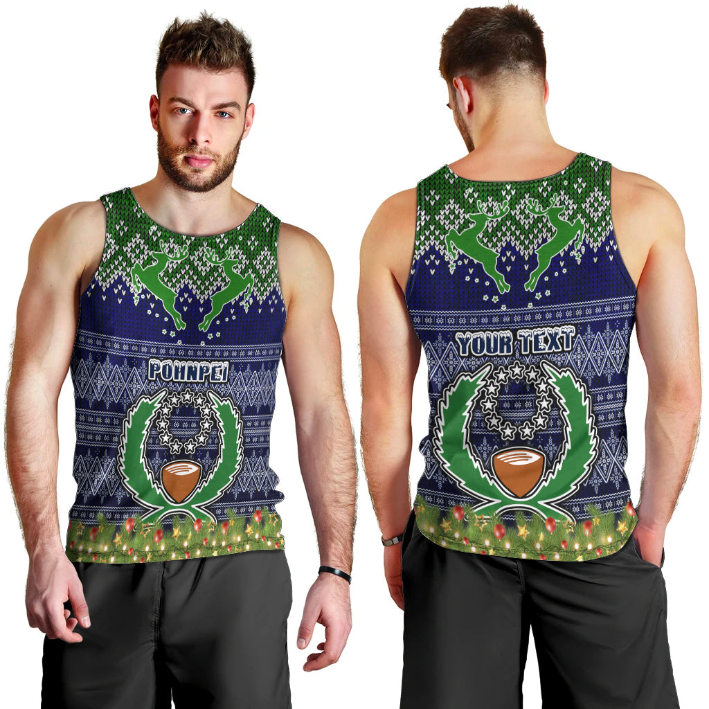 Personalised Pohnpei State Christmas Men Tank Top Coat of Arms Beautiful Merry Xmas Snowflake LT03 - Polynesian Pride