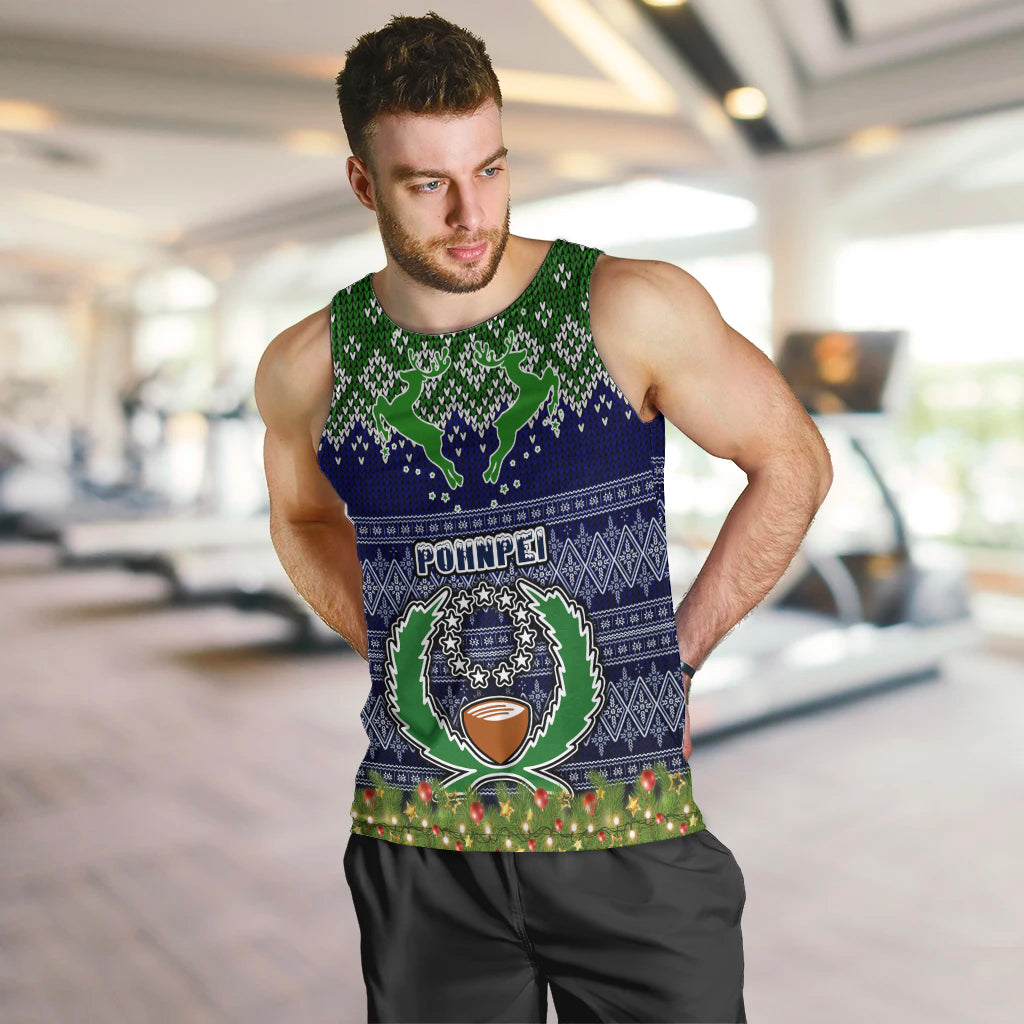 Personalised Pohnpei State Christmas Men Tank Top Coat of Arms Beautiful Merry Xmas Snowflake LT03 - Polynesian Pride