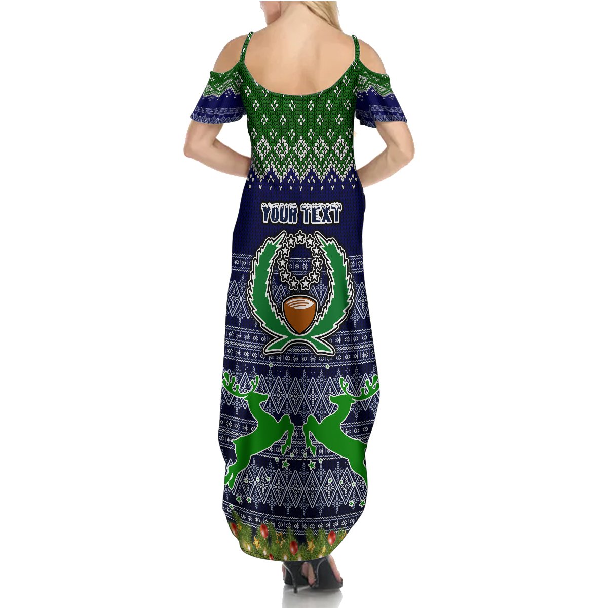 Personalised Pohnpei State Christmas Summer Maxi Dress Coat of Arms Beautiful Merry Xmas Snowflake LT03 - Polynesian Pride