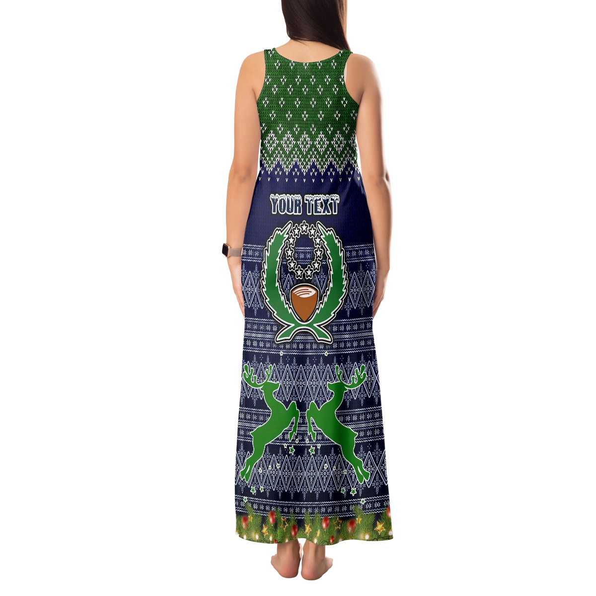 personalised-pohnpei-state-christmas-tank-maxi-dress-coat-of-arms-beautiful-merry-xmas-snowflake