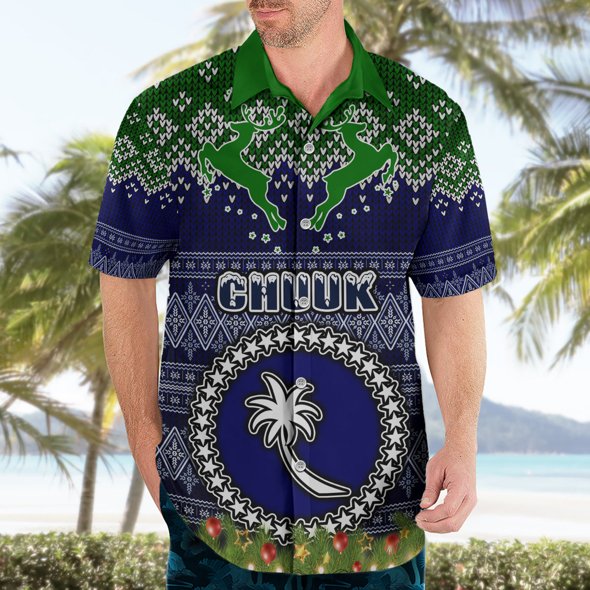 personalised-chuuk-state-christmas-hawaiian-shirt-coat-of-arms-beautiful-merry-xmas-snowflake