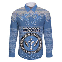 Kosrae Christmas Family Matching Summer Maxi Dress and Hawaiian Shirt Coat of Arms Beautiful Merry Xmas Snowflake LT03 Dad's Shirt - Long Sleeve Blue - Polynesian Pride