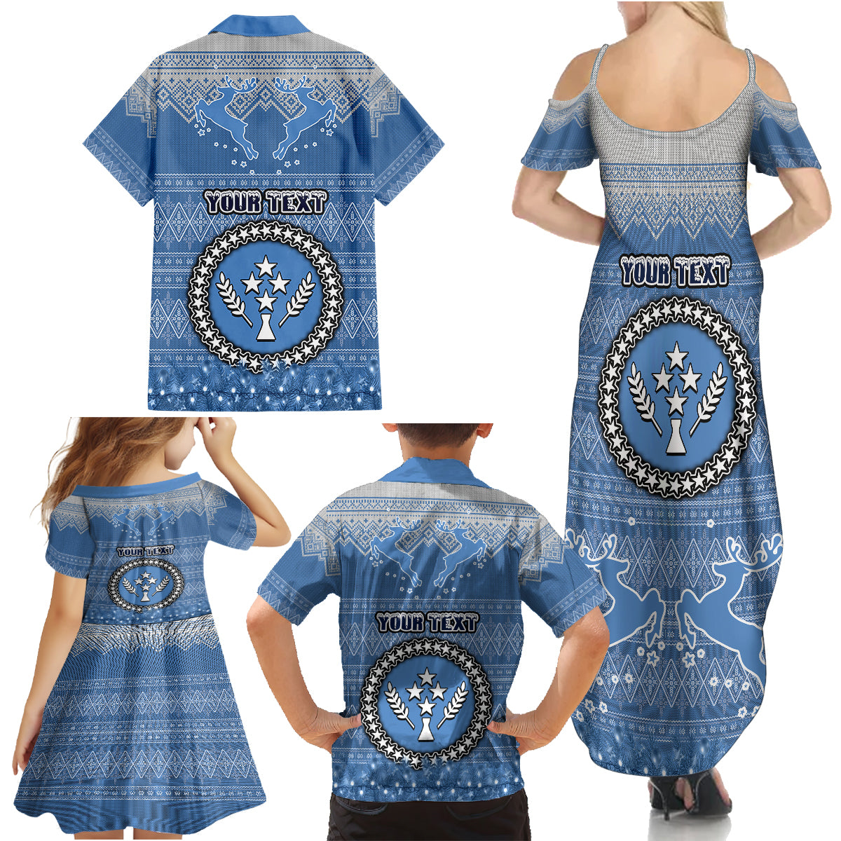 personalised-kosrae-christmas-family-matching-summer-maxi-dress-and-hawaiian-shirt-coat-of-arms-beautiful-merry-xmas-snowflake