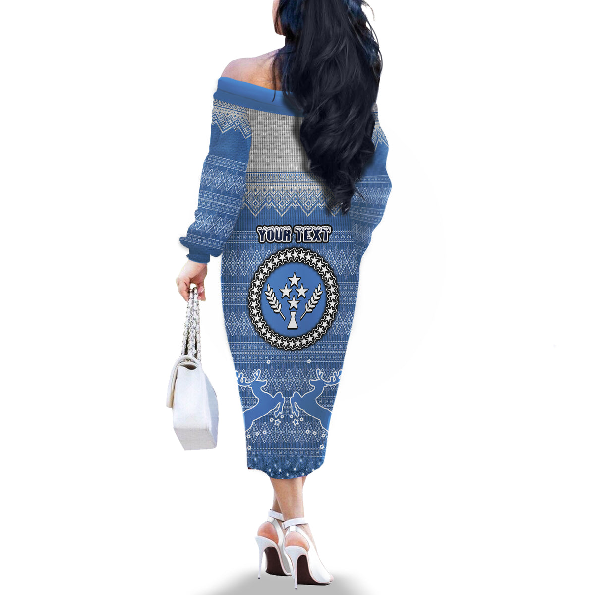 personalised-kosrae-christmas-off-the-shoulder-long-sleeve-dress-coat-of-arms-beautiful-merry-xmas-snowflake