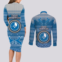yap-christmas-couples-matching-long-sleeve-bodycon-dress-and-long-sleeve-button-shirts-coat-of-arms-beautiful-merry-xmas-snowflake